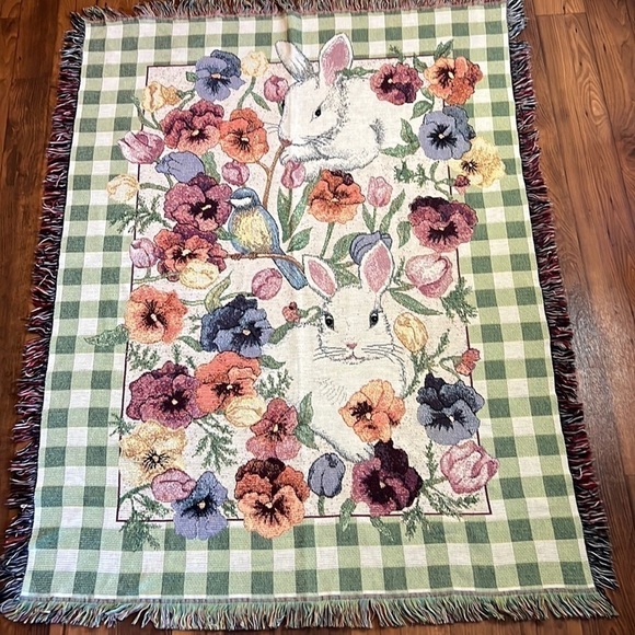 Vintage Garden Gathering Tapestry Throw Chenille - Picture 1 of 2